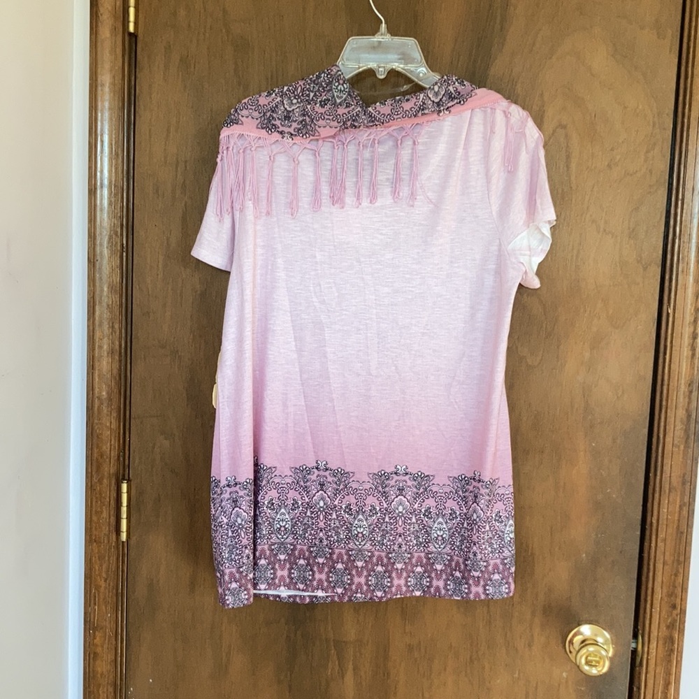 One World top mauve ombre w boho print at bottom & matching scarf L - Picture 11 of 17